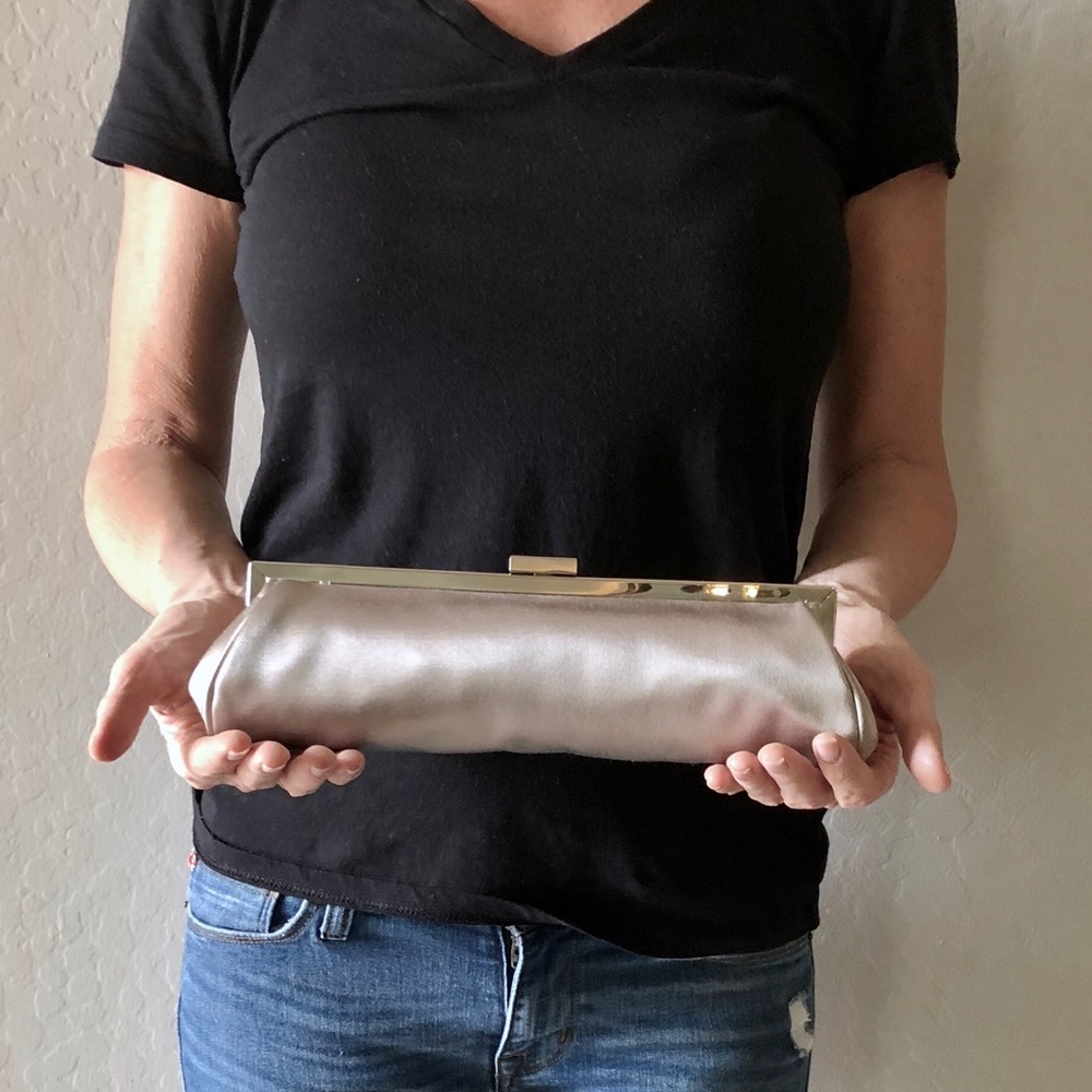 BCBG MAXAZRIA Silver Gray Clutch Purse